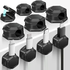 10 Piece Cord Holder for Nightstand, Cord Organizer, Cable Clips for Home, Office, Car, Wall, Nightstand, Desktop Cable Organizer (Black)