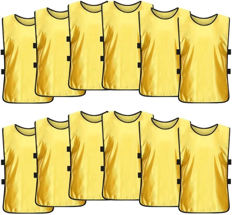 12 Pack Scrimmage Training Vest, Sports Pinnies, Practice Jerseys, Practice Vest for Adult Youth Kids.