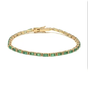 14K & 18K Gold Emerald Baguette Tennis Anklet, East West