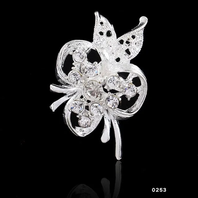 2016 Charming Jewelry Bridal Bouquet Flower Pattern Brooch Pin Rhinestone Inlaid Crystal Women Wedding Brooches 14 types