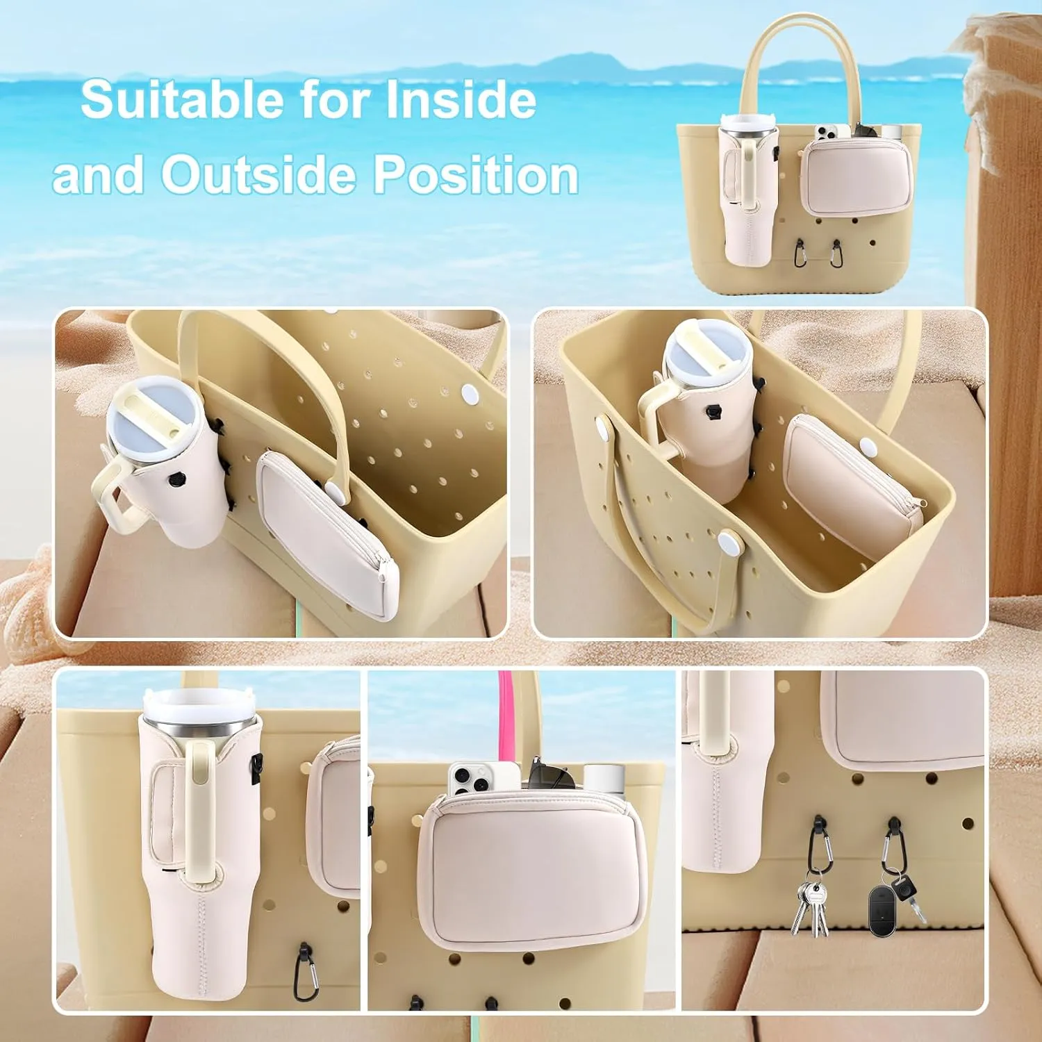 4PCS Organizer Holder for Bogg Bag, Accessories for Bogg Bags, Phone & Cup Holder compatible with Bogg Bag Original