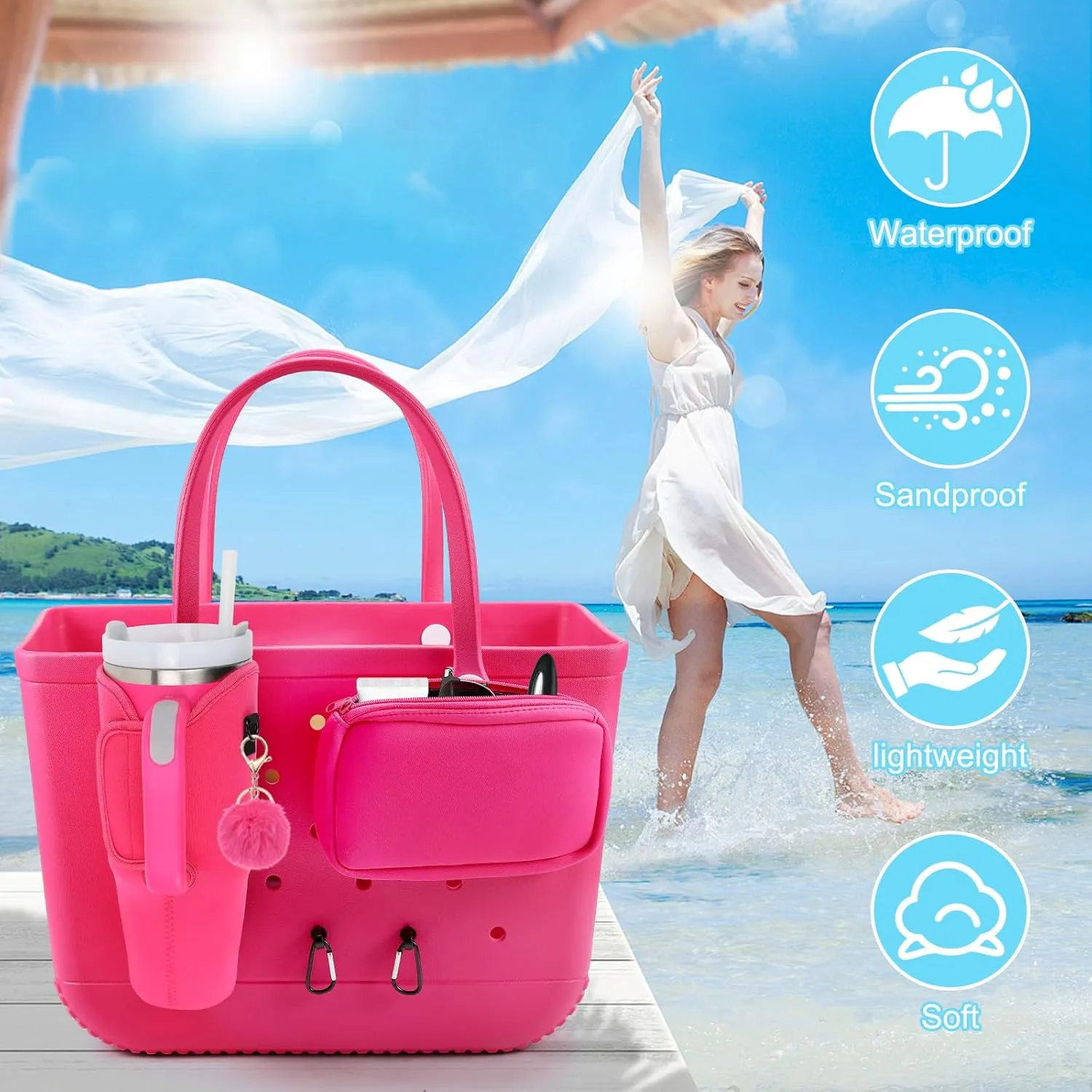 4PCS Organizer Holder for Bogg Bag, Accessories for Bogg Bags, Phone & Cup Holder compatible with Bogg Bag Original