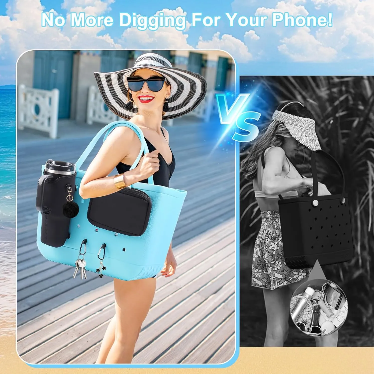 4PCS Organizer Holder for Bogg Bag, Accessories for Bogg Bags, Phone & Cup Holder compatible with Bogg Bag Original