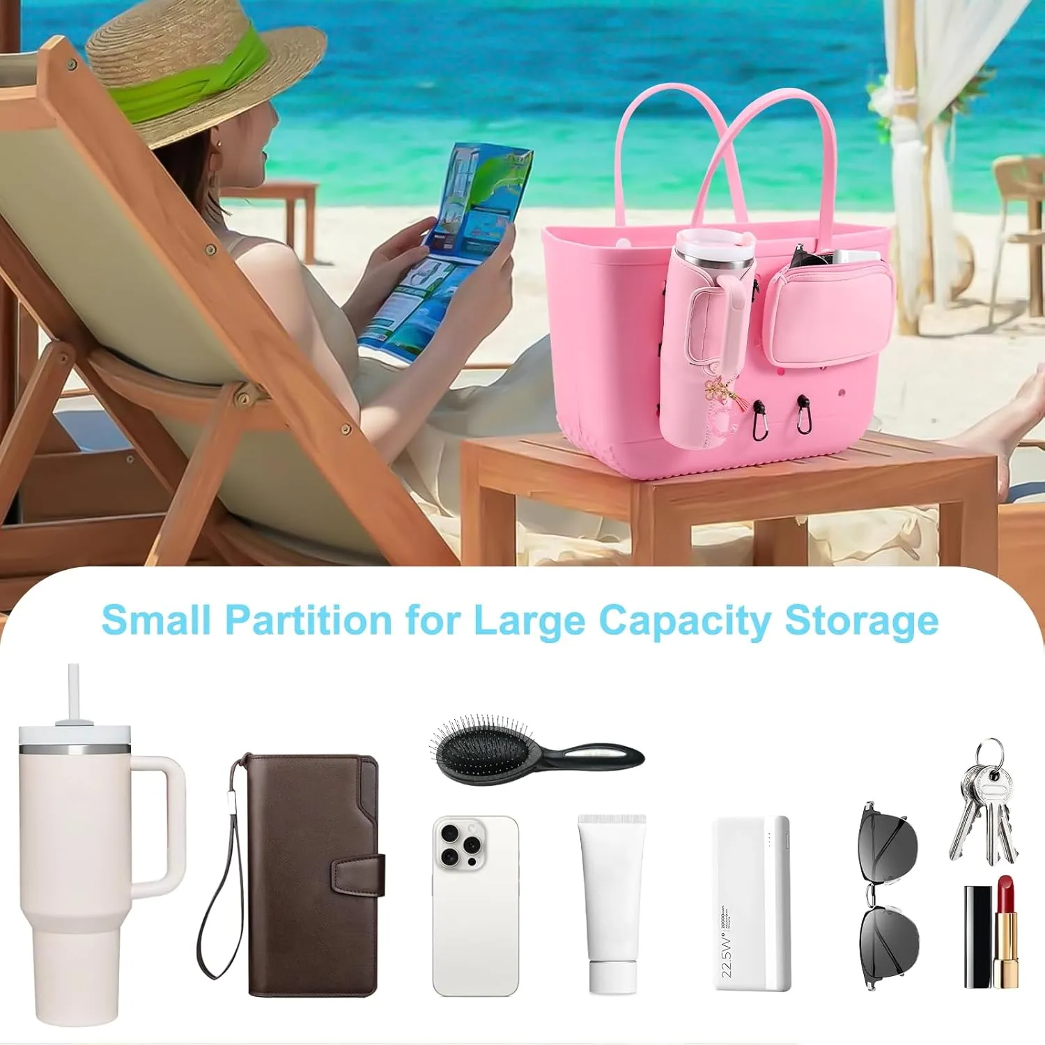 4PCS Organizer Holder for Bogg Bag, Accessories for Bogg Bags, Phone & Cup Holder compatible with Bogg Bag Original