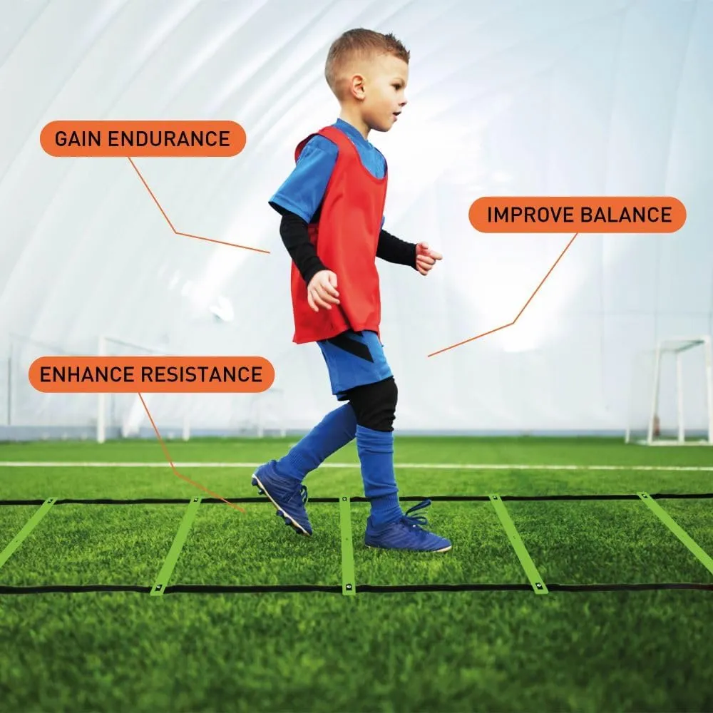 Agility Training Equipment Set for Proffesional Training, Adults, Youth & Kids. Soccer & Footbal Training Set with Fixed-Rung Ladder - Enhance Speed, Power & Strength.