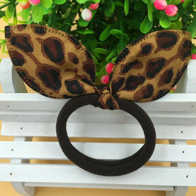 Aikelina 10 pcs Mix Colour Super Cute Rabbit Ears Hair Holders Hair Accessories Child Girl Women Print Point Rubber Bands