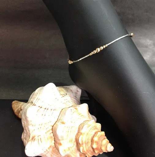 Anklet - Tube & Ball Combo (14K Gold-Fill & Sterling Silver)