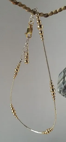 Anklet - Tube & Ball Combo (14K Gold-Fill & Sterling Silver)