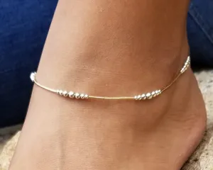 Anklet - Tube & Ball Combo (14K Gold-Fill & Sterling Silver)