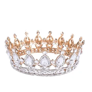 Baroque crown, Tiara, Luxury Vintage Gold,  Fits Queen King crown, Bridals, Prom, Princess, Pageant, Wedding - 5 Colors
