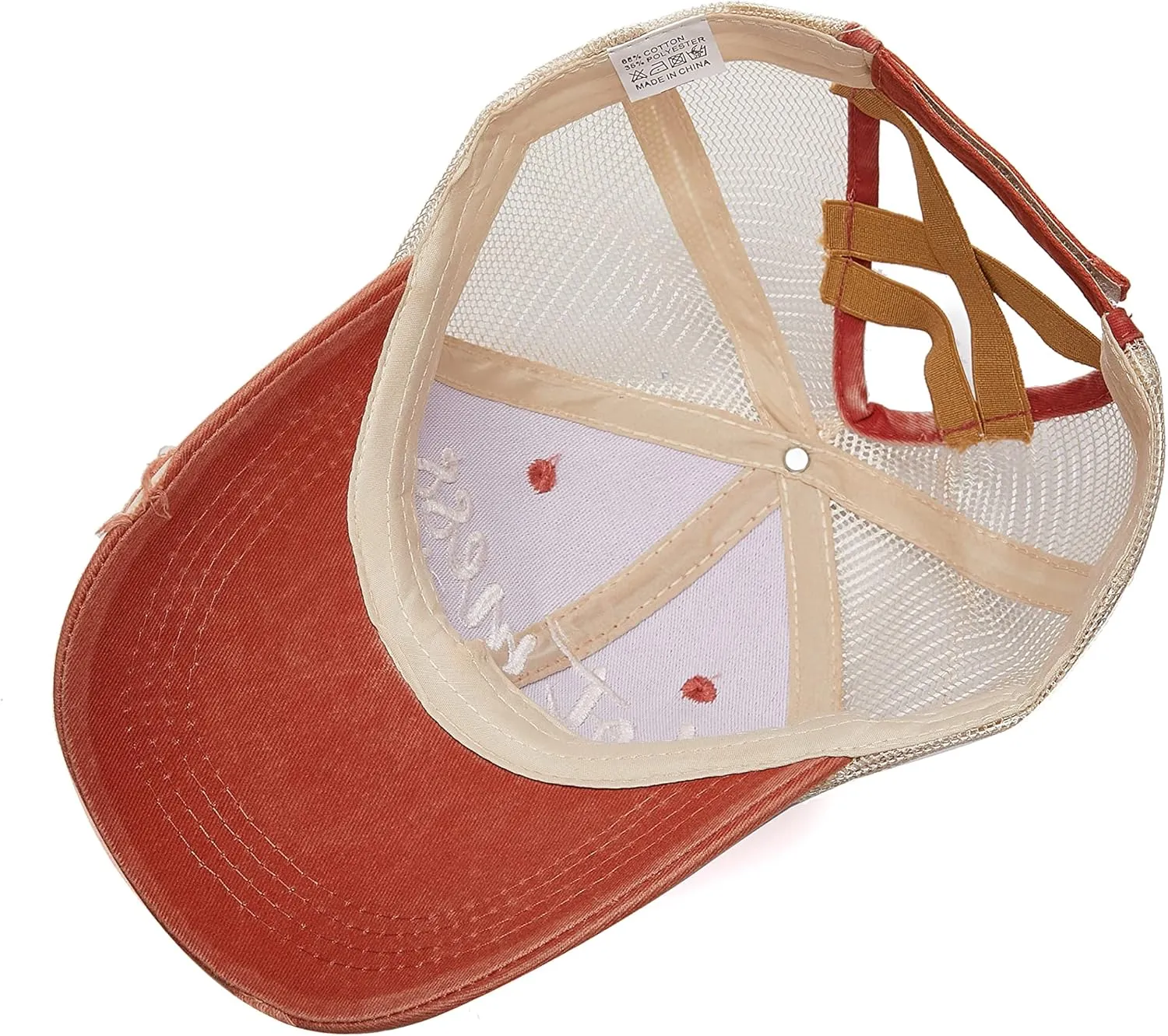 Baseball Cap Hot Criss Cross Ponytail Hat for Women Distressed Messy Bun Trucker Hat Pony Cap Hot Mess hat