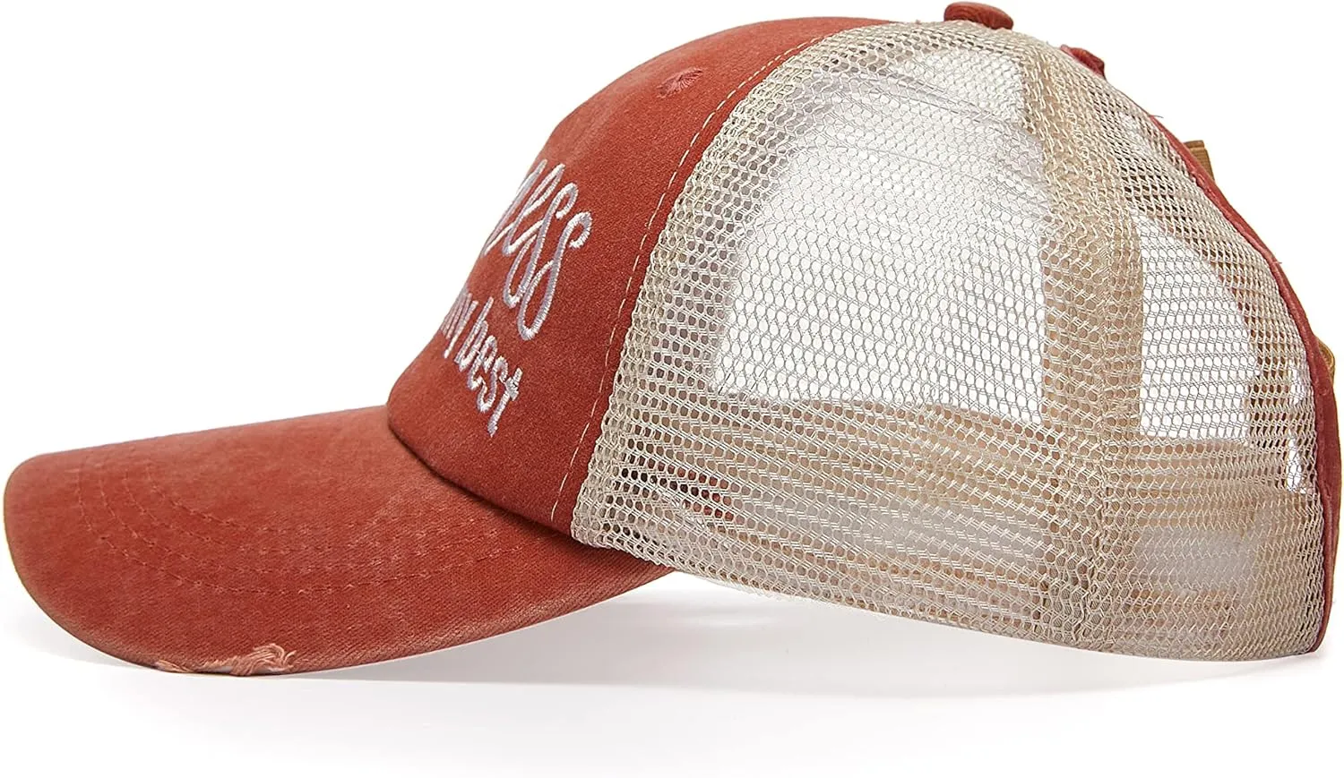 Baseball Cap Hot Criss Cross Ponytail Hat for Women Distressed Messy Bun Trucker Hat Pony Cap Hot Mess hat