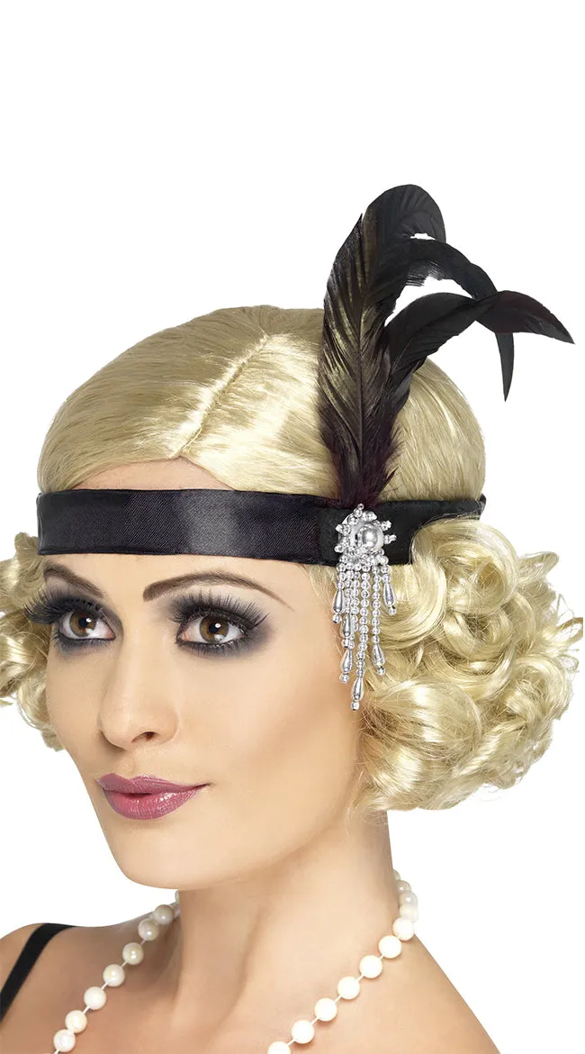 Black Charleston Flapper Headband