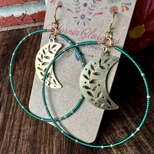 Botanical Moon Beaded Hoops