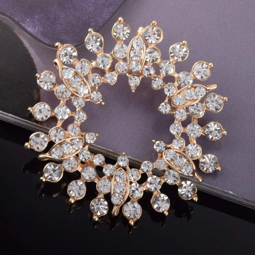 Brooch Pins for WomenGold Tone Austria Rhinestone Crystal Brooch Pins Jewelry