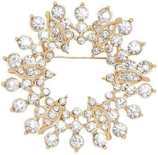 Brooch Pins for WomenGold Tone Austria Rhinestone Crystal Brooch Pins Jewelry
