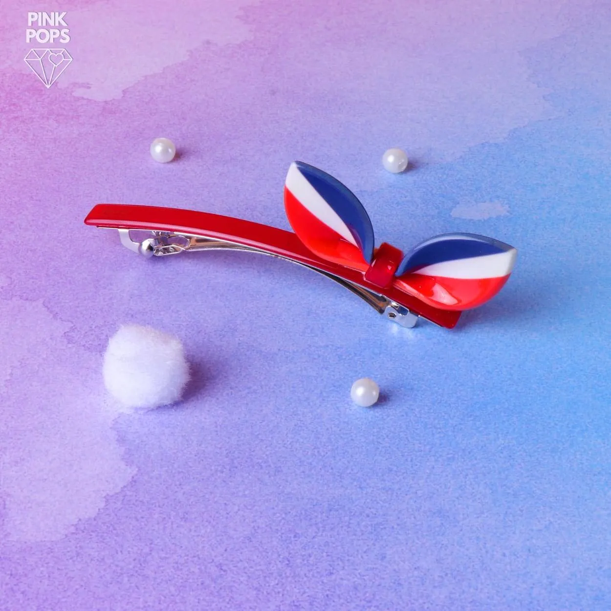 Candy Leaf Hair Clip-Blue and Red