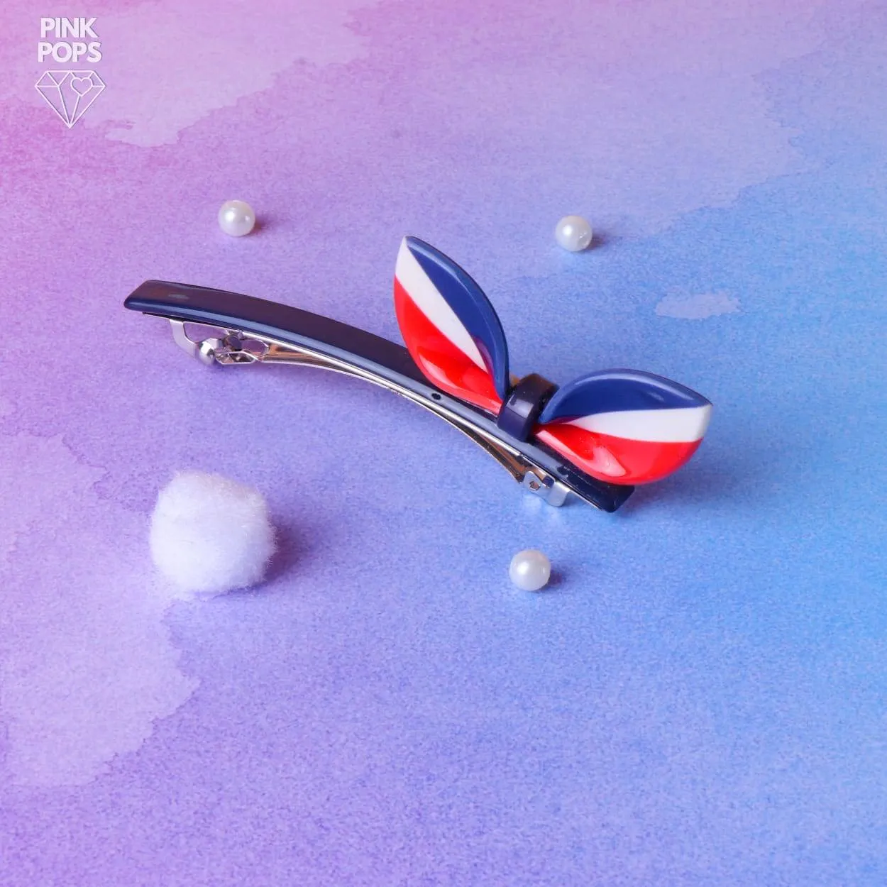 Candy Leaf Hair Clip-Blue and Red