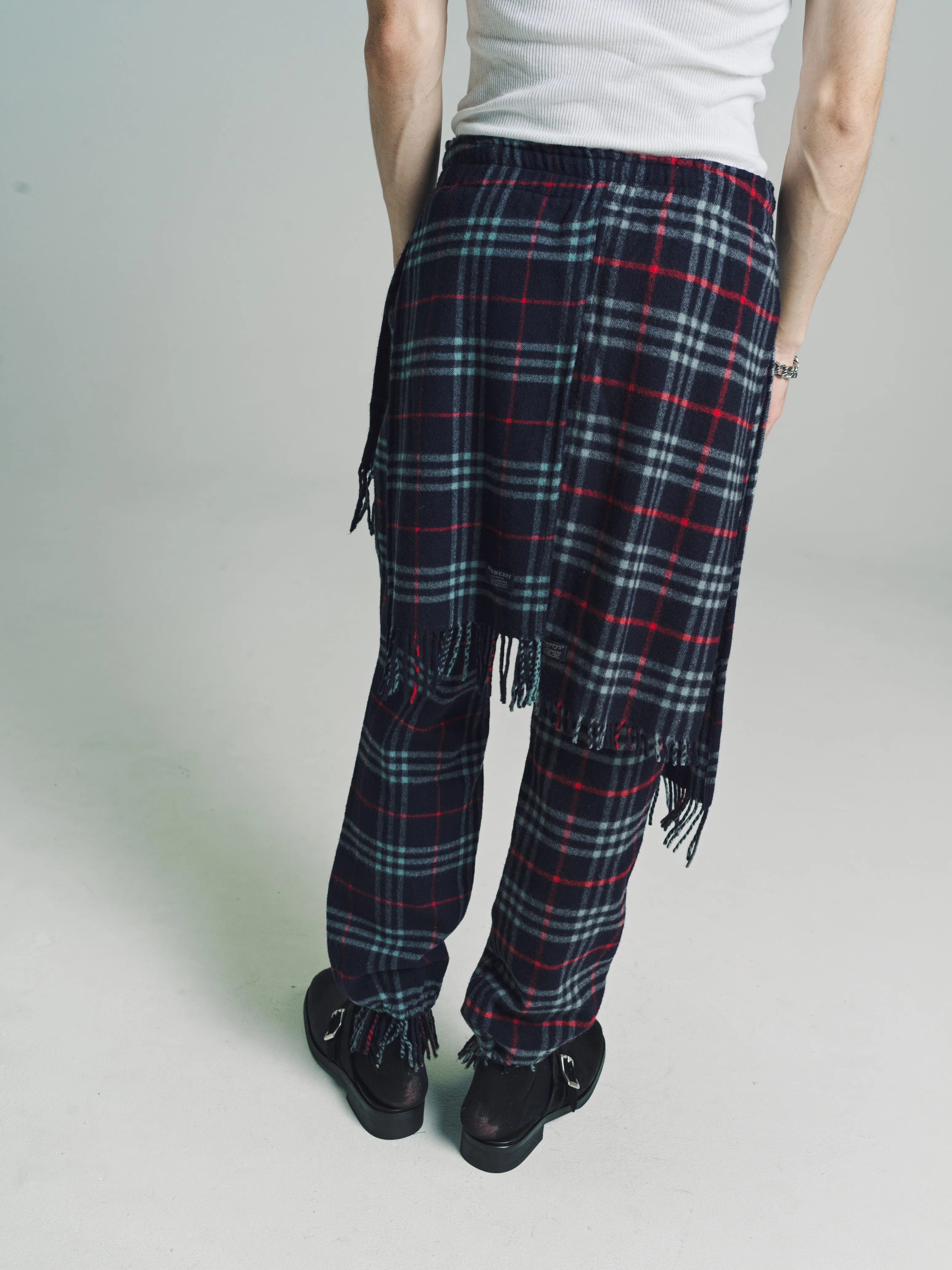 Check Burberry Cashmere Scarf Sweat Pants