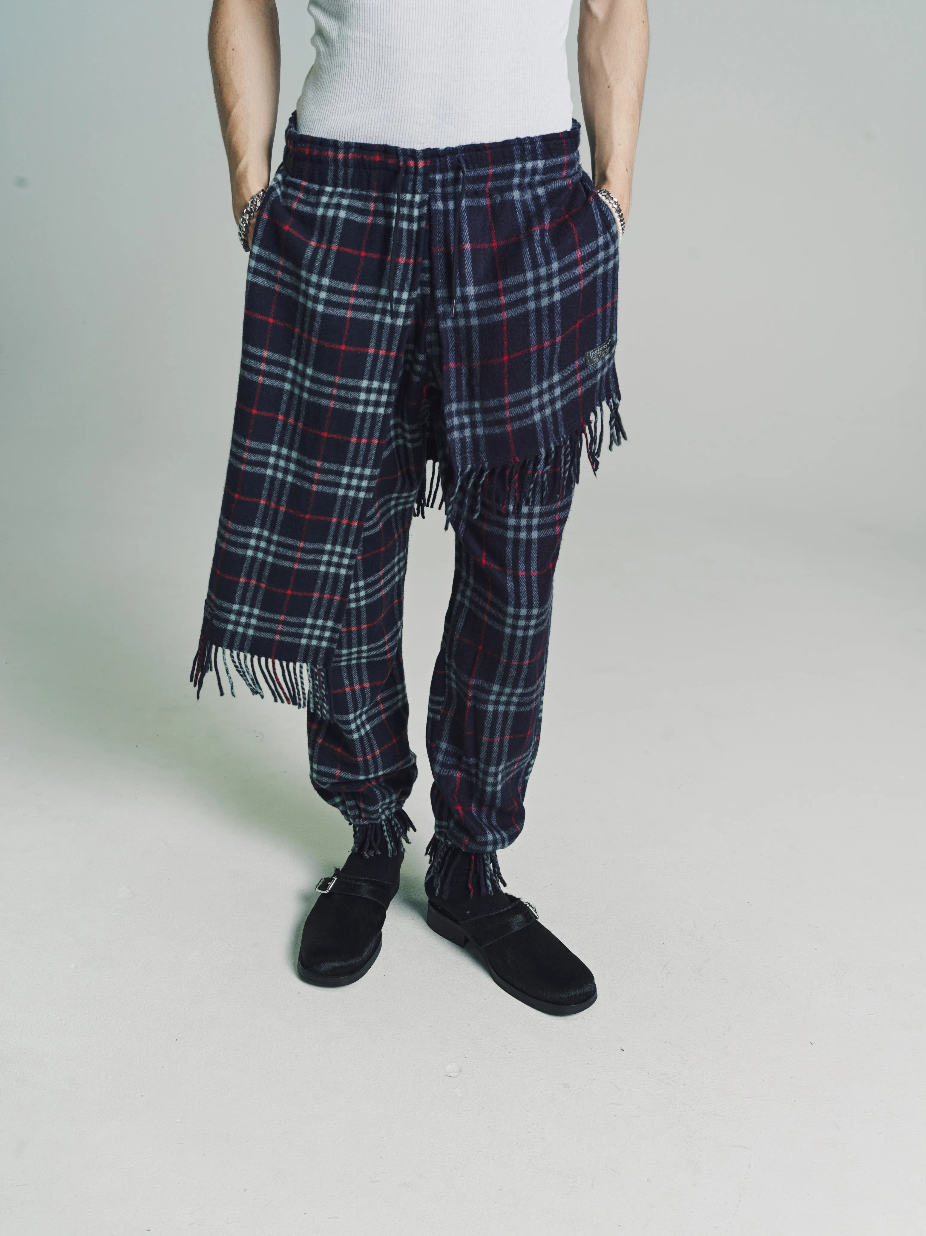Check Burberry Cashmere Scarf Sweat Pants