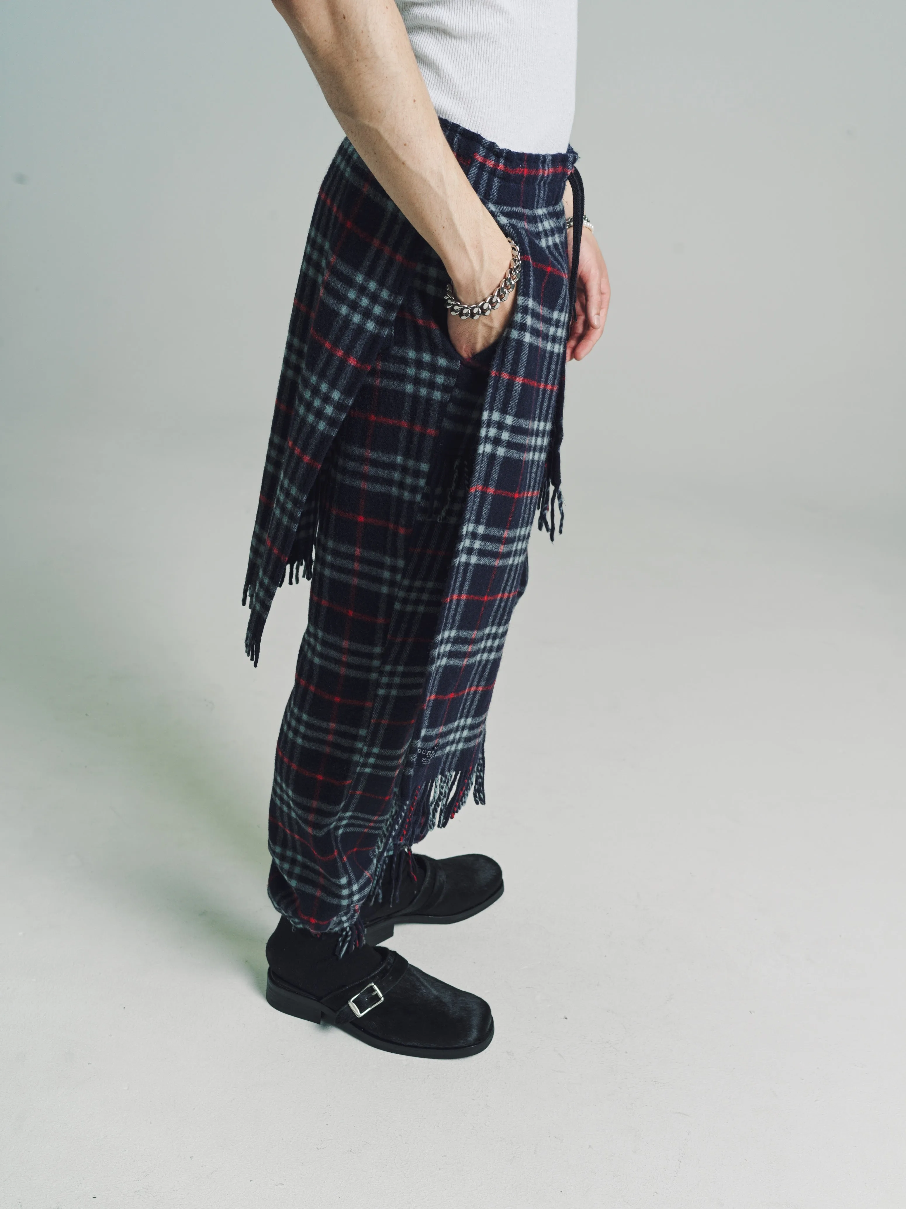 Check Burberry Cashmere Scarf Sweat Pants