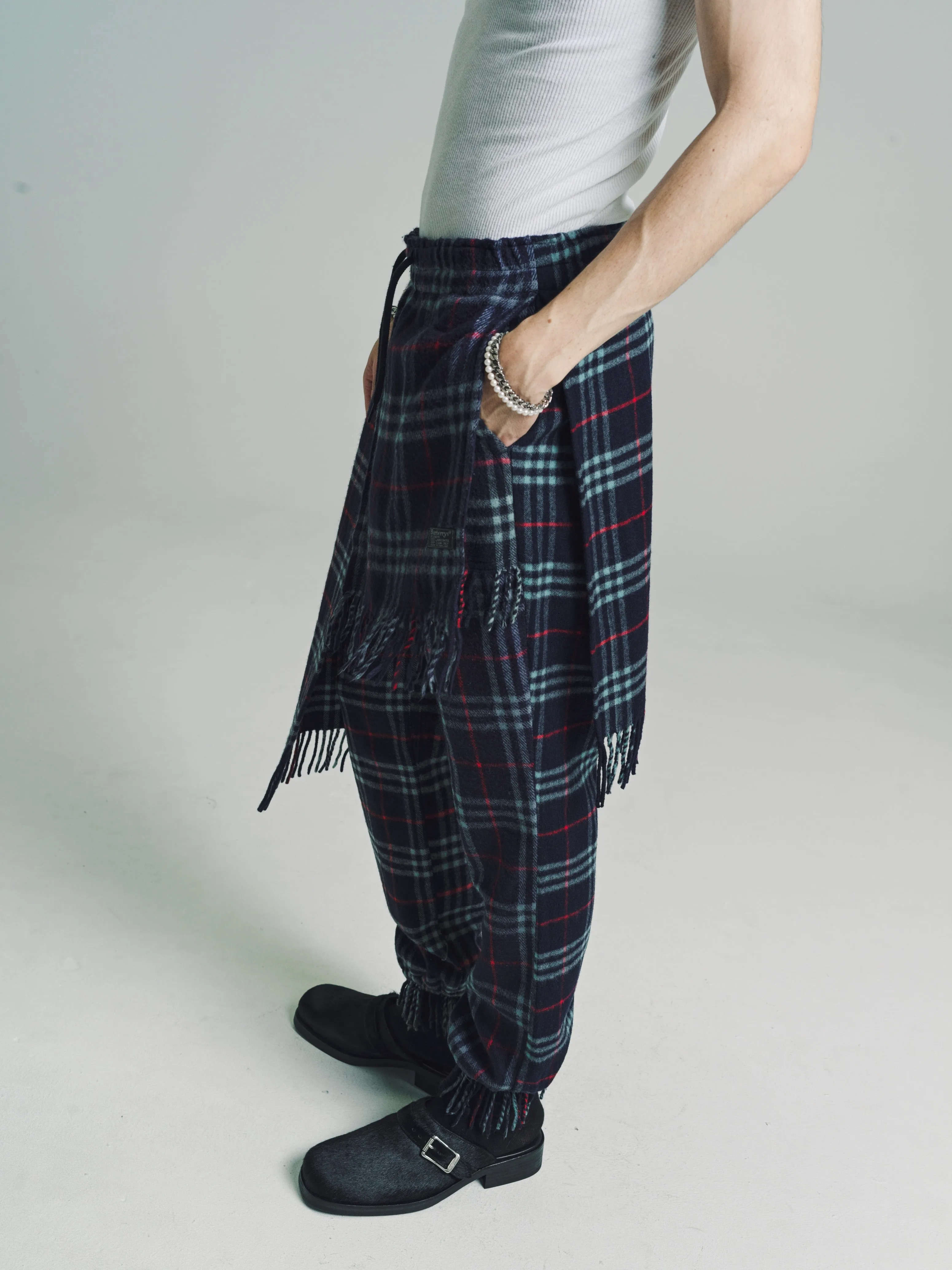 Check Burberry Cashmere Scarf Sweat Pants