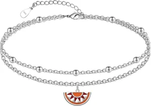 CHIC & ARTSY Women Anklets S925 Sterling Silver Dainty Layered Anklet Bracelet Adjustable Multilayer Beach Ankle Bracelet Summer Jewelry for Women 10-11 Inches