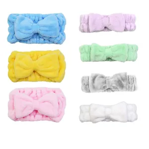 Chloven 7 Pcs Microfiber Bowtie Oversized Headbands Facial Makeup Headband Large Cosmetic Bowknot Hairlace Adjustable Elastic HairBand for Girls WomenWide   Narrow style