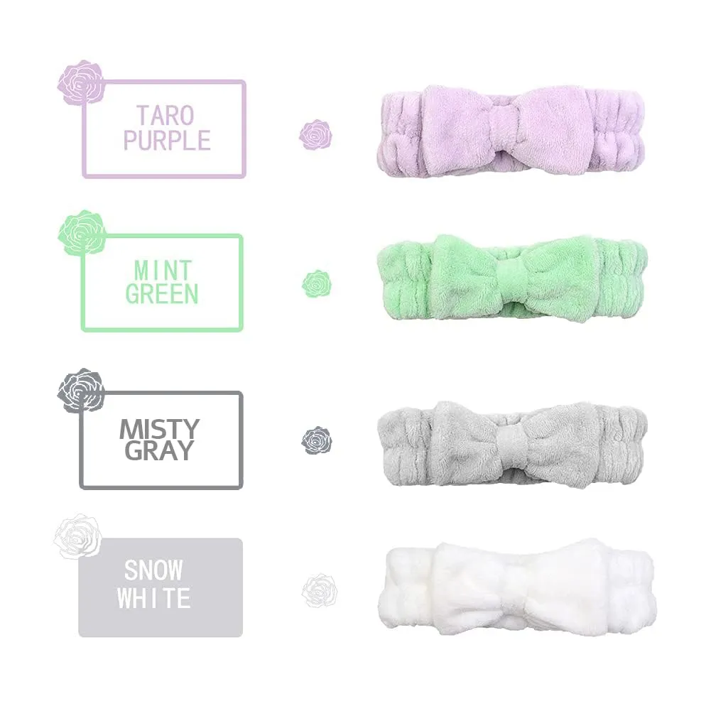 Chloven 7 Pcs Microfiber Bowtie Oversized Headbands Facial Makeup Headband Large Cosmetic Bowknot Hairlace Adjustable Elastic HairBand for Girls WomenWide   Narrow style