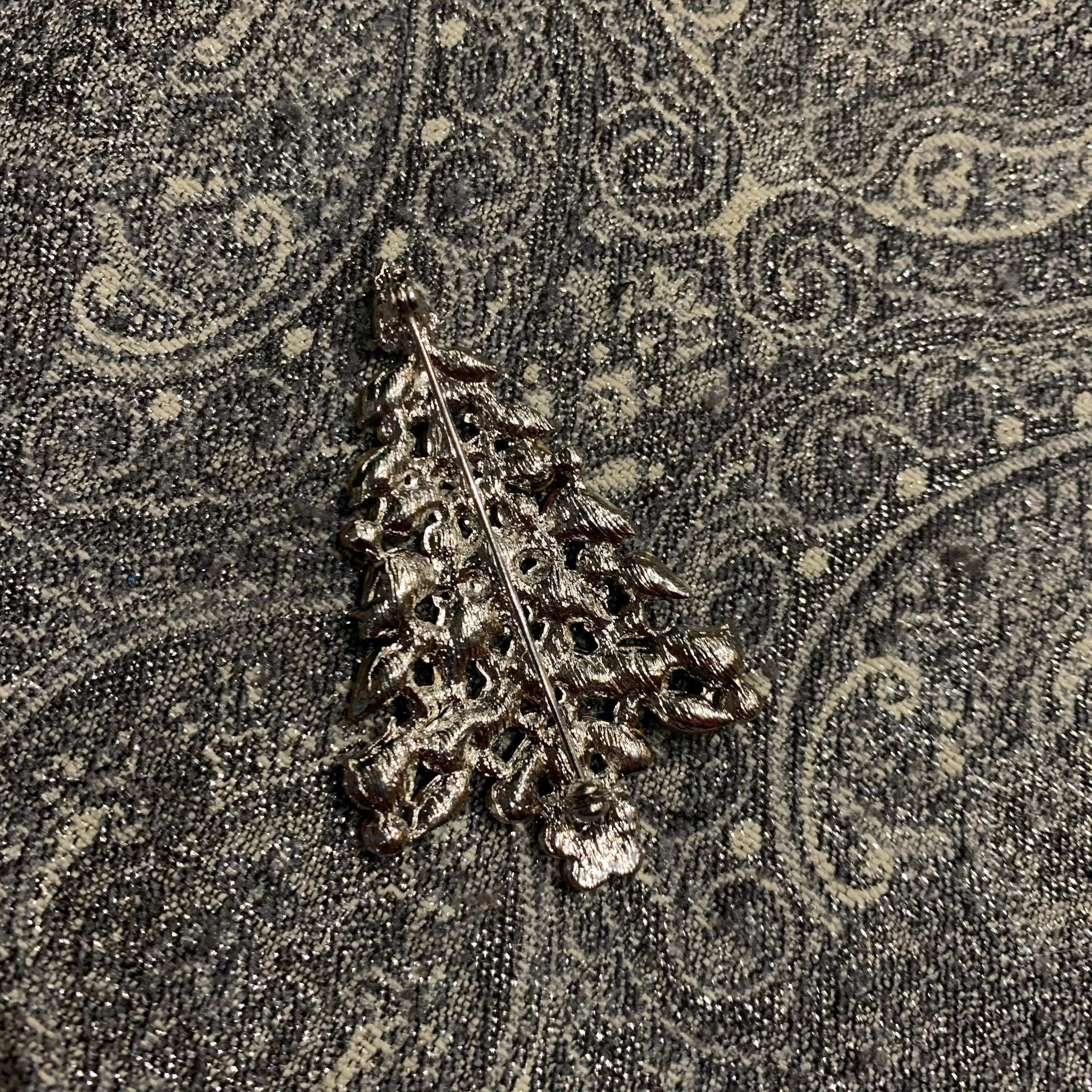 Christmas Tree Brooch Blue  Crystal