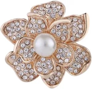 COLORFUL BLING Elegant Imitation Pearl Floral Crystal Brooch Pin for Wedding Bridal Fashion Jewelry