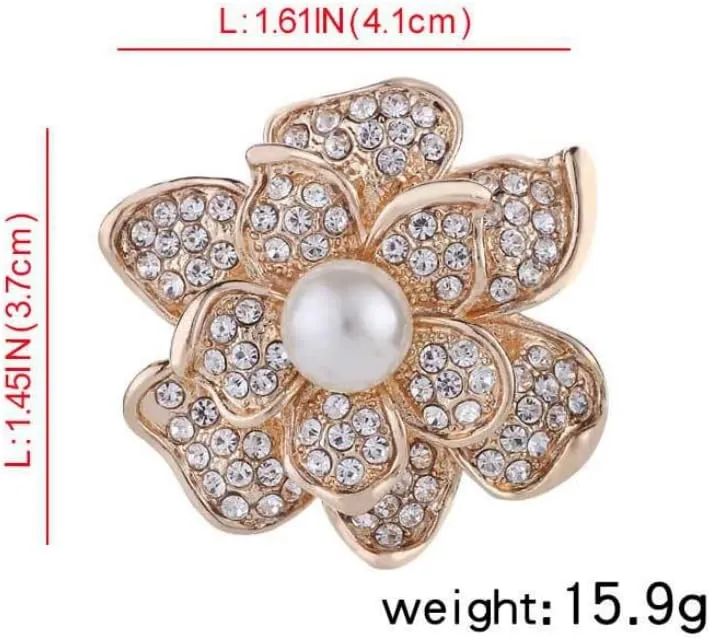 COLORFUL BLING Elegant Imitation Pearl Floral Crystal Brooch Pin for Wedding Bridal Fashion Jewelry