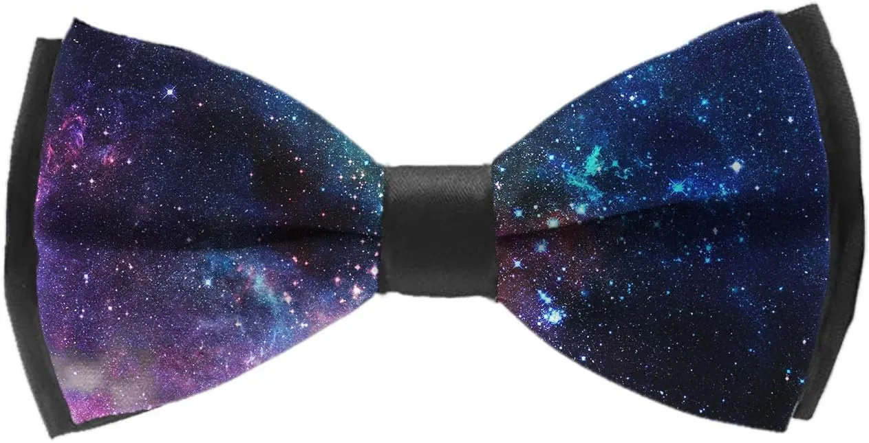 COLORFULSKY Fashion Elegant Pre-Tied Bow Tie for Men & Boys, Adjustable Bowtie (Outer Space Galaxy Stary)