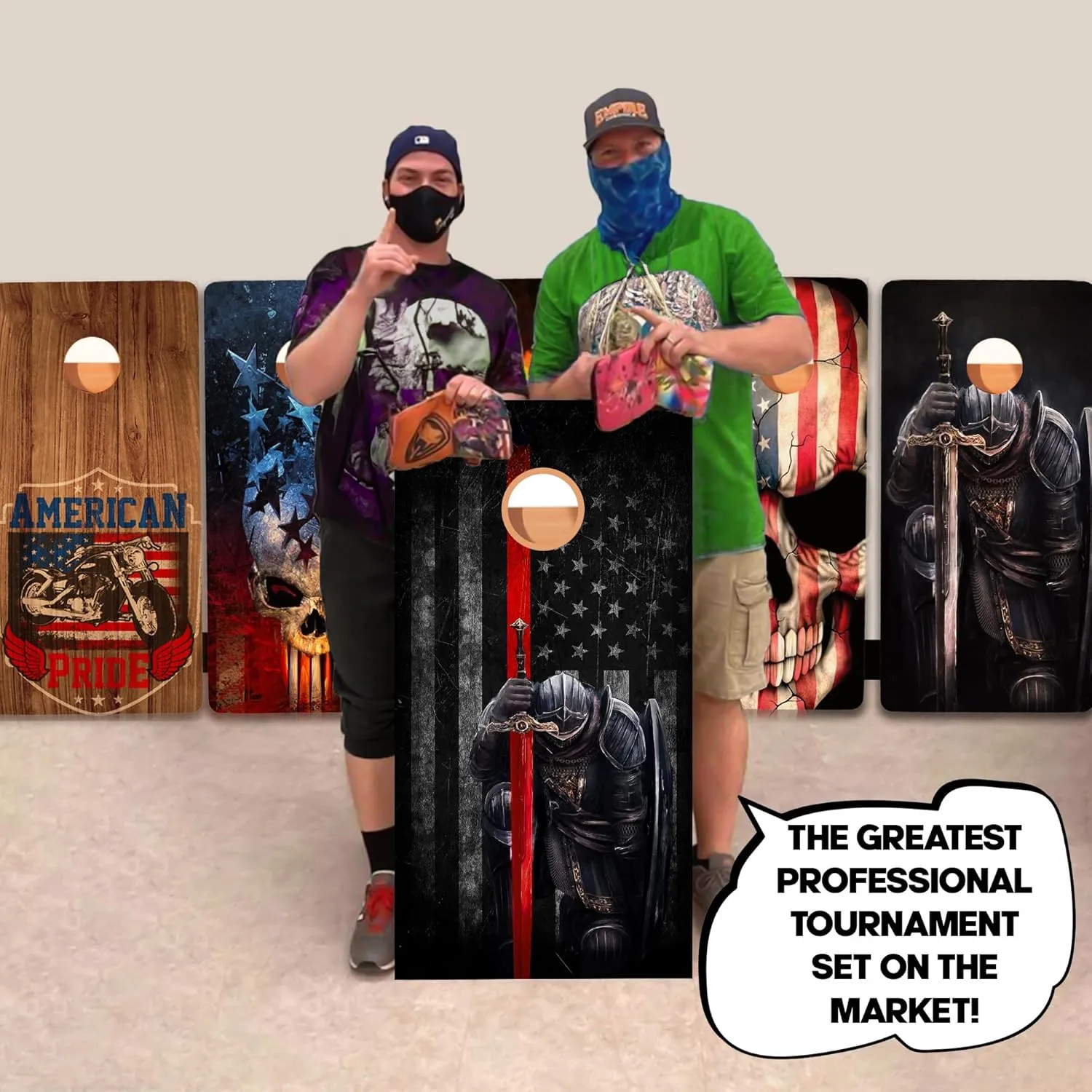CornholeGamesUSA Pro Cornhole Boards Set | Made in USA | 3/4 Baltic Birch | No Bounce | Triple Thick Legs | Two Brace & Handles, Tournament 2x4 Regulation Set with Score Tower & Cornhole Bags