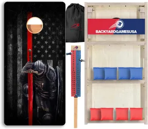 CornholeGamesUSA Pro Cornhole Boards Set | Made in USA | 3/4 Baltic Birch | No Bounce | Triple Thick Legs | Two Brace & Handles, Tournament 2x4 Regulation Set with Score Tower & Cornhole Bags