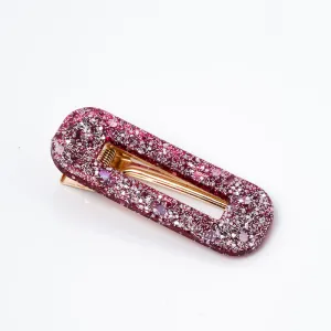 Cranberry Glitter Rectangular Hair Clip