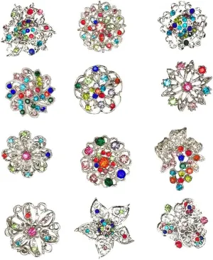 Ezing 12pcs Lot Crystal Brooch for Wedding Bouquet