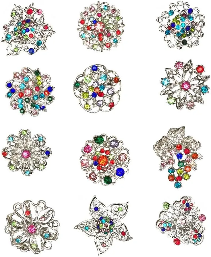 Ezing 12pcs Lot Crystal Brooch for Wedding Bouquet
