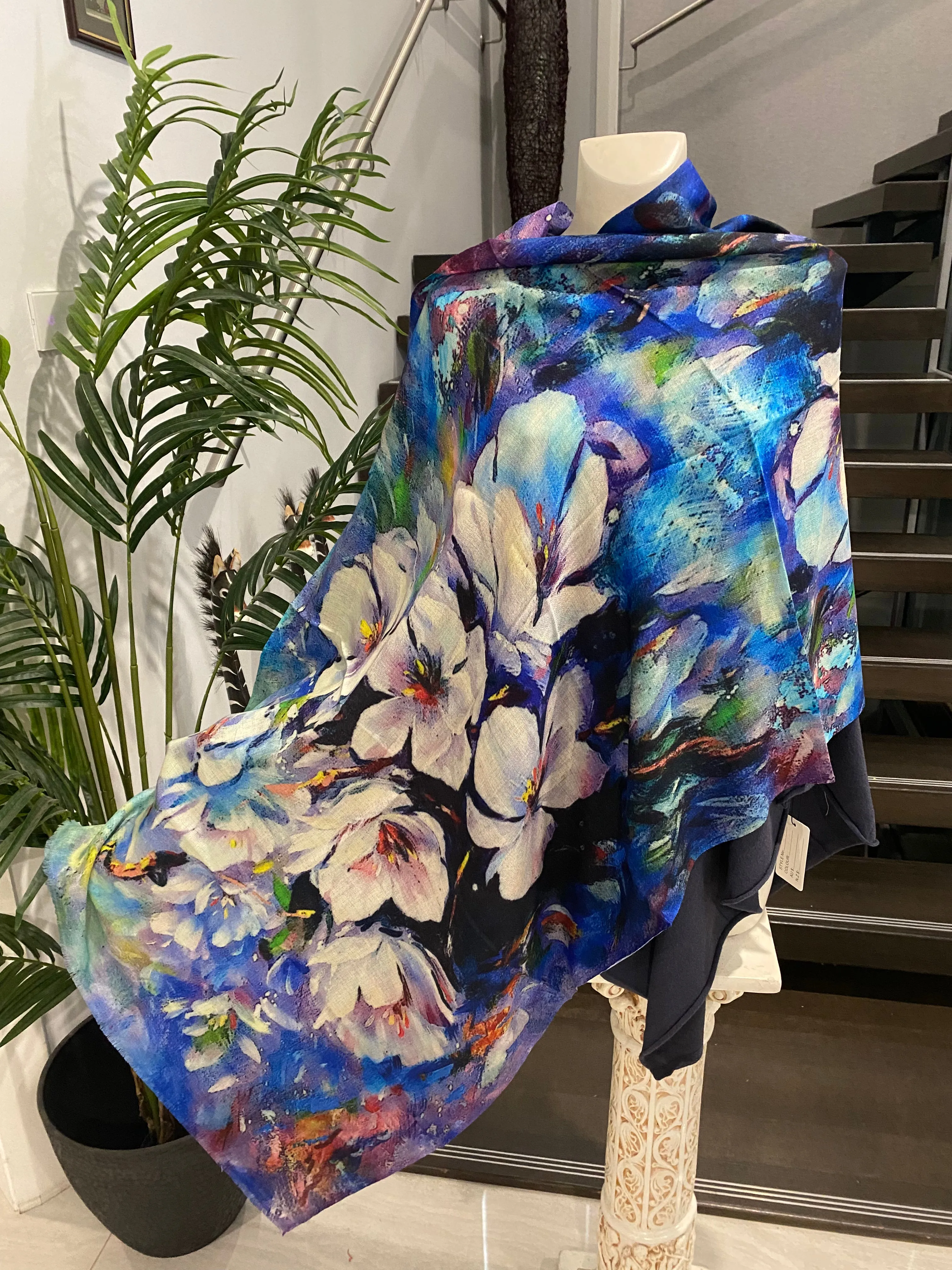 Floral Saga  100% Cashmere Julian Scarf /Wrap