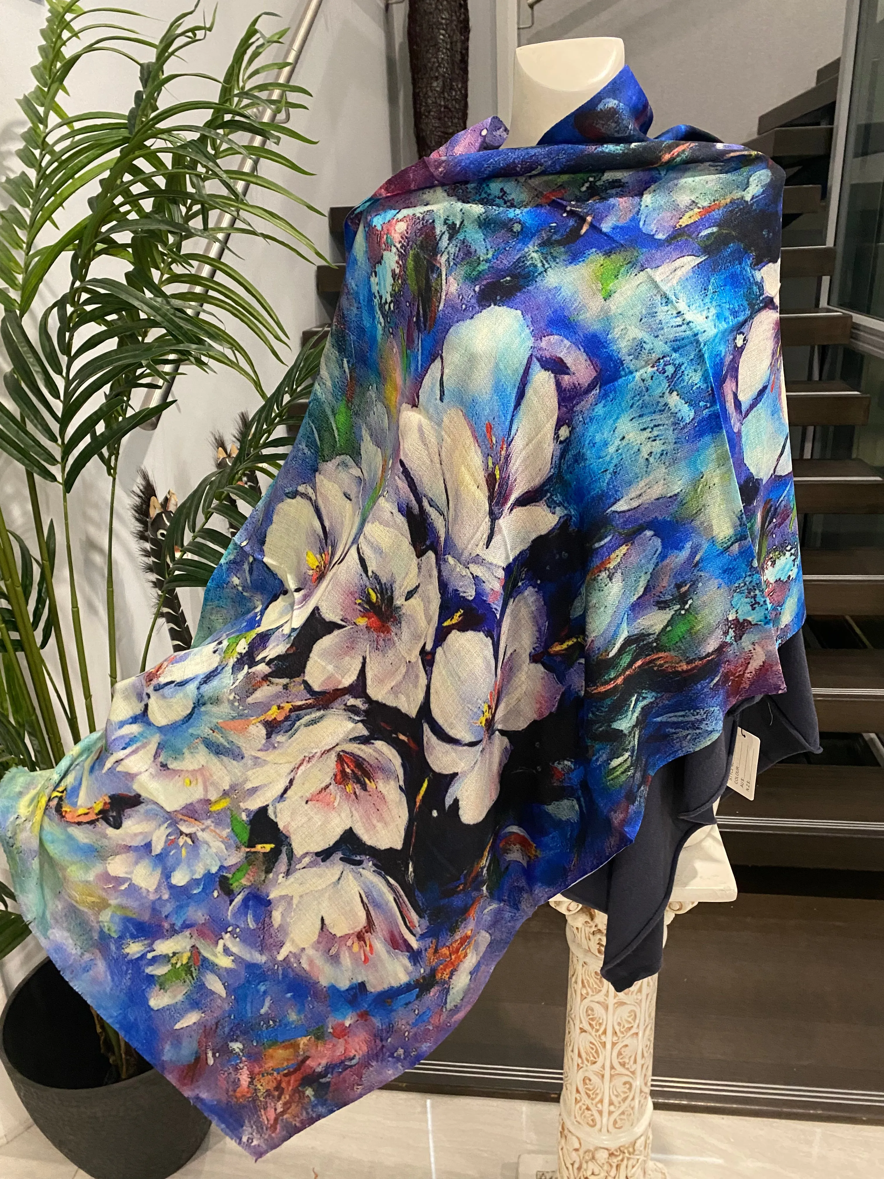 Floral Saga  100% Cashmere Julian Scarf /Wrap