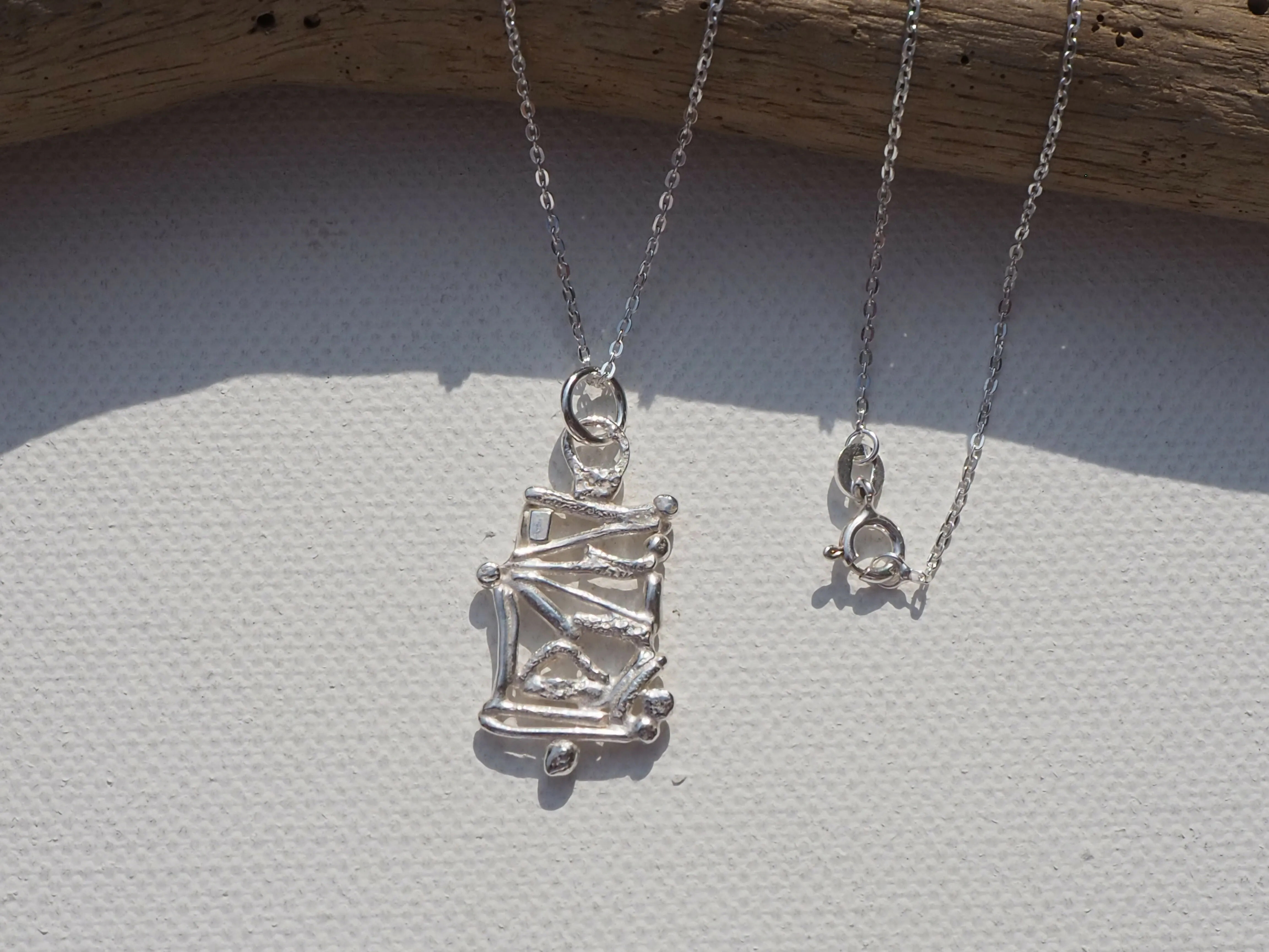 Fused Silver Pendant Necklace