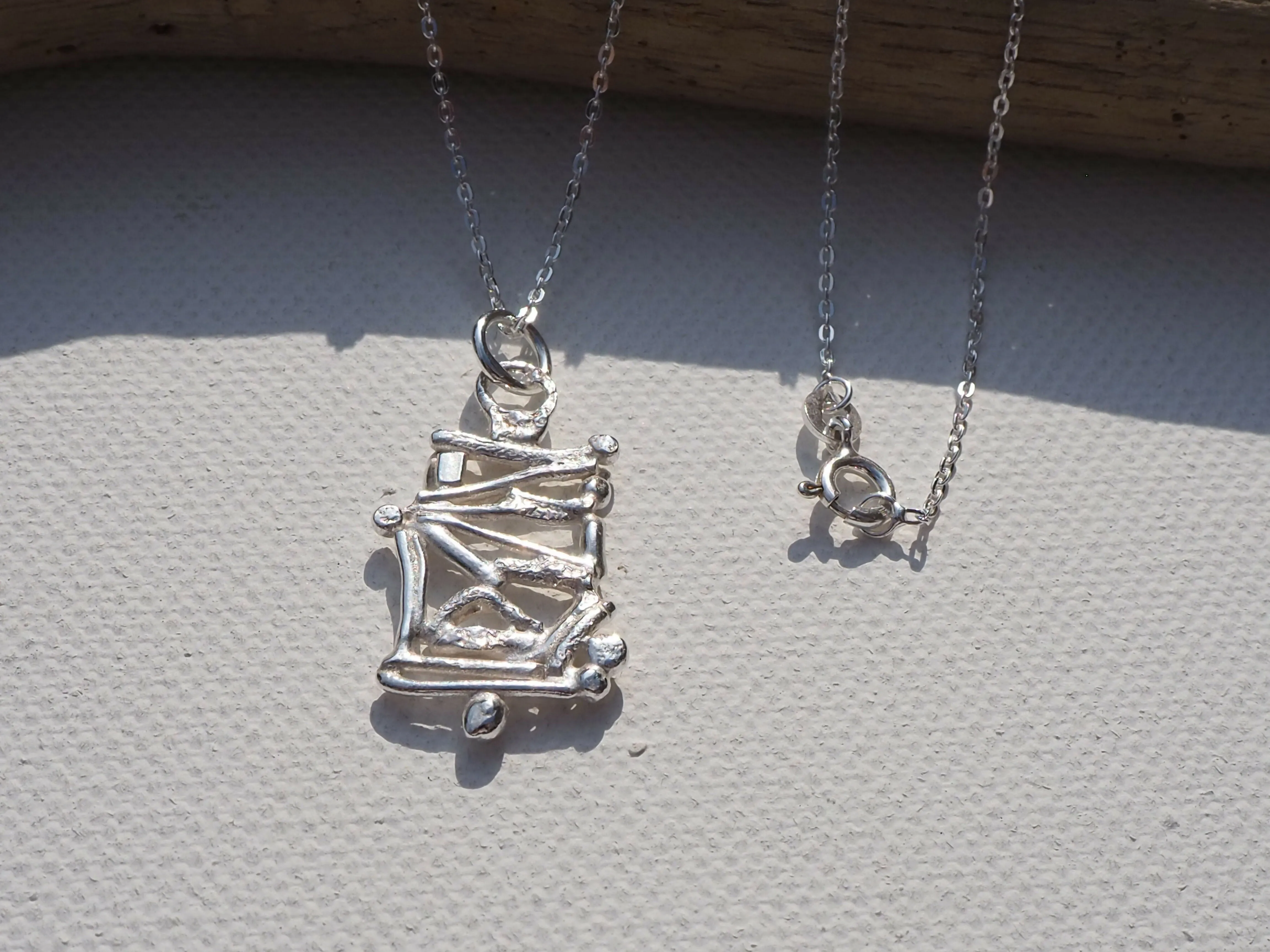 Fused Silver Pendant Necklace