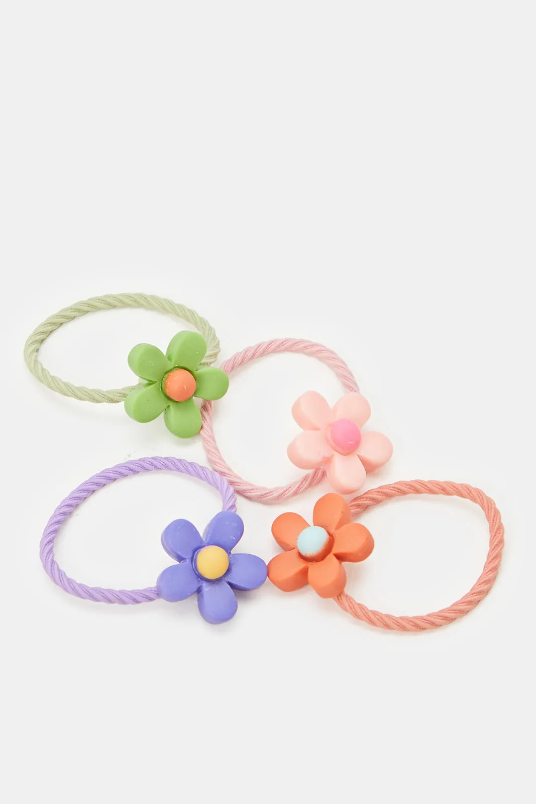 Girls Assorted Floral Trim Hair Tie Set (Pack of 8)