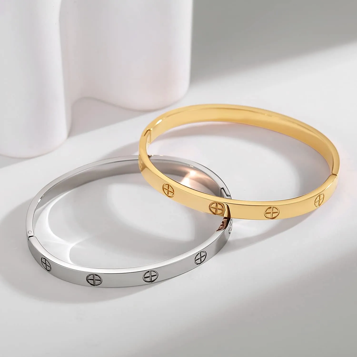 Gold Bracelets for Women Friendship Love Bangle Bracelets Cubic Zirconia Stainless Steel Bracelet Jewelry Birthday Gifts for Women Stocking Stuffers
