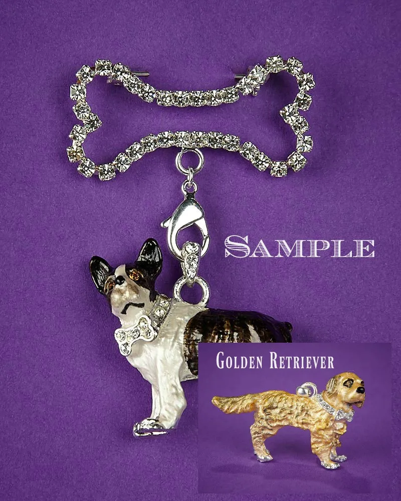 Golden Retriever and Bone Brooch