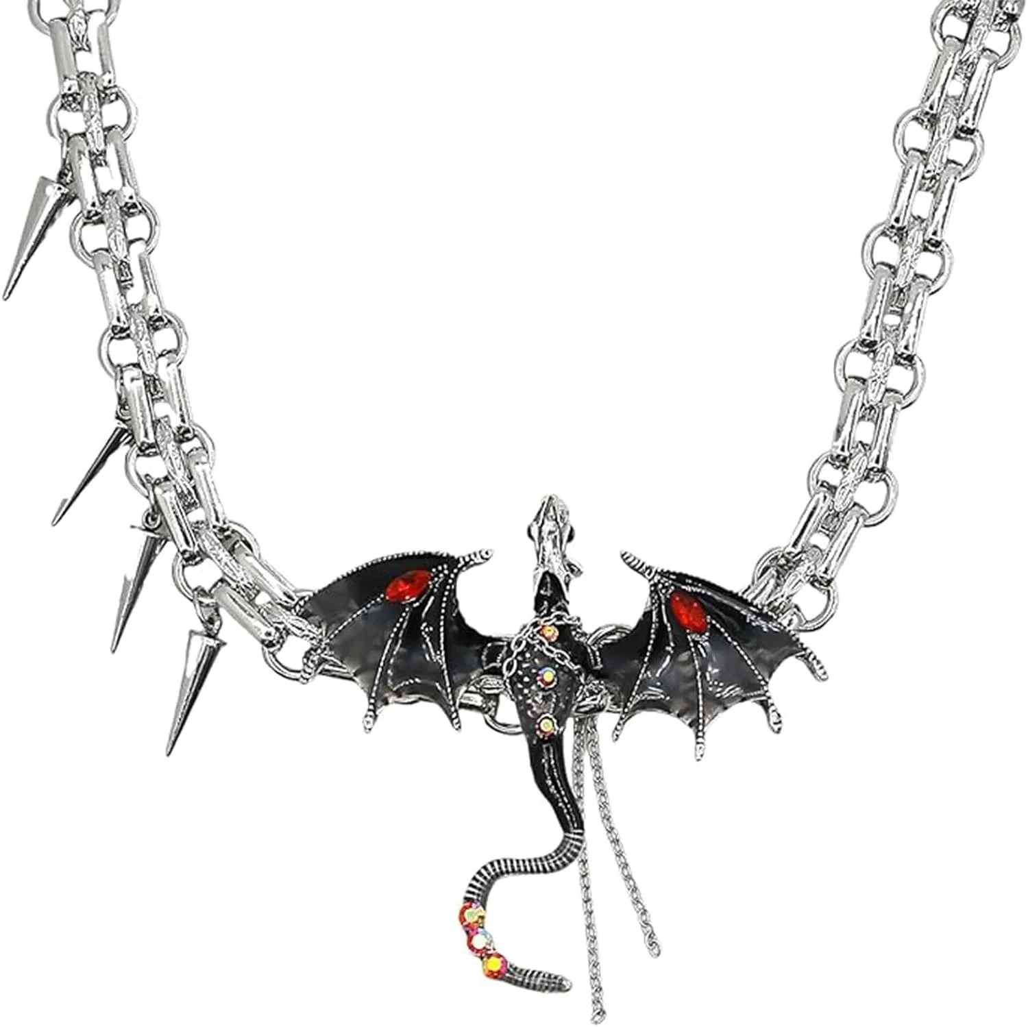 Gothic Dragon Necklace for Women Men, Cool Animal Pendant Flying Dragon Necklace Punk Vintage Dark Jewelry for Men Women