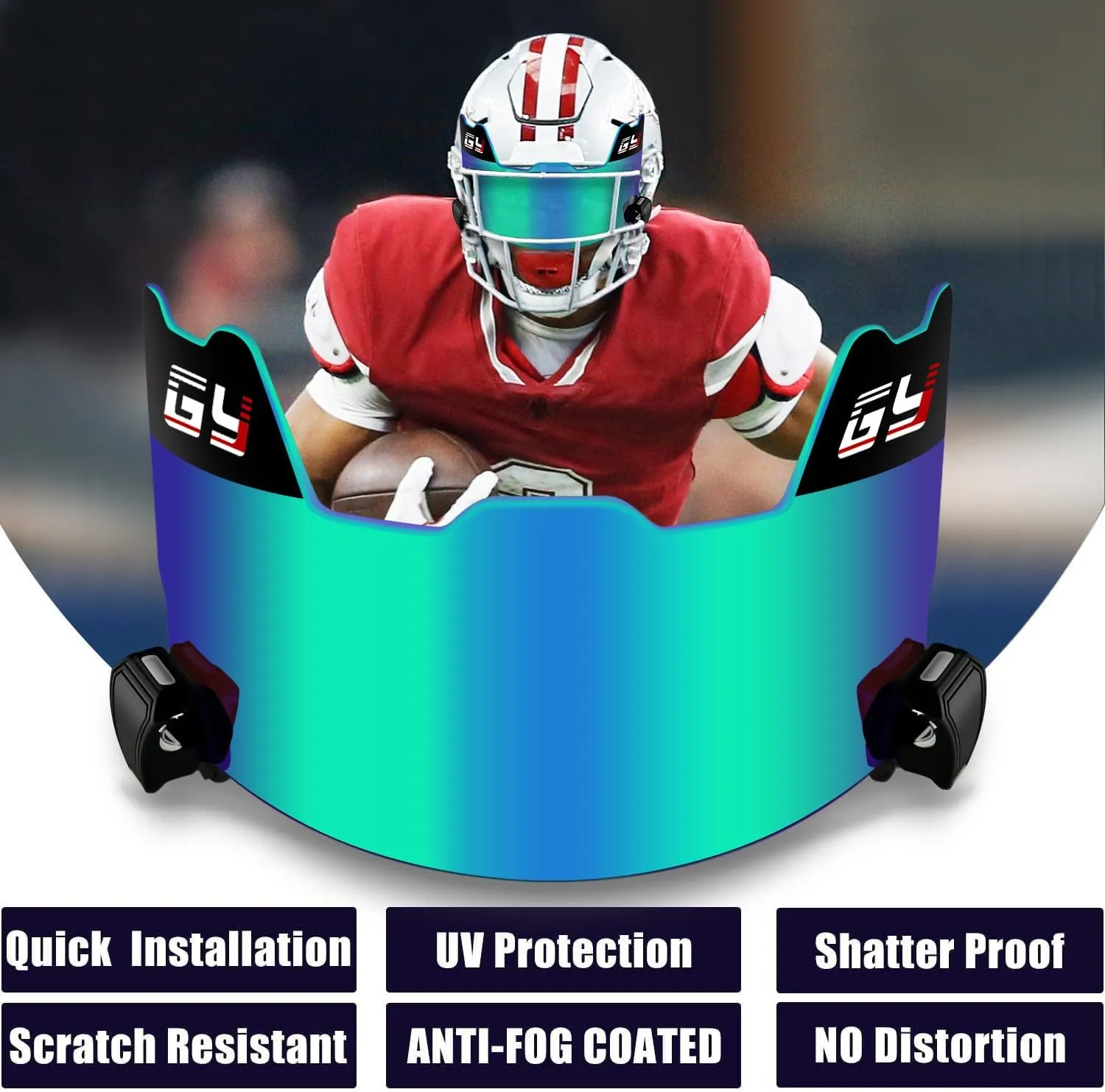 GY FV007 Tinted Football Visor - Football Helmet Visor for Adult and Youth Football Helmets