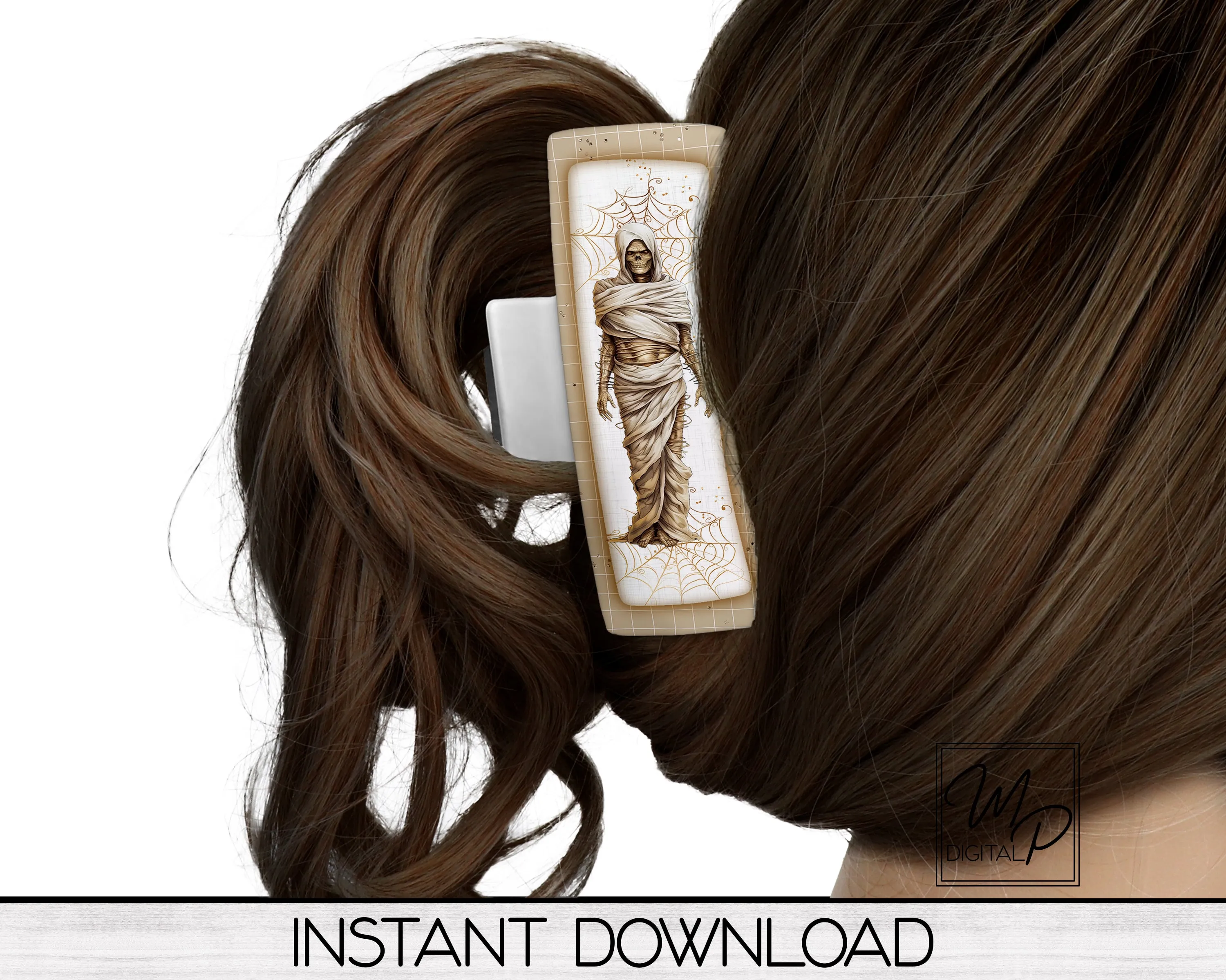 Halloween Mummy Hair Clip PNG Sublimation Design, Digital Download