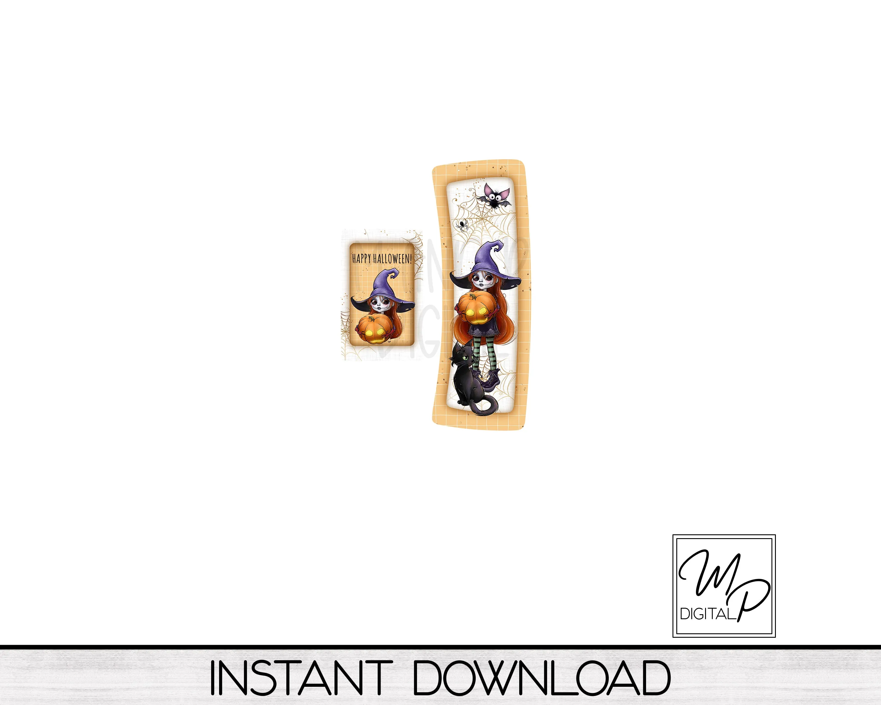 Happy Halloween Witch Hair Clip PNG Sublimation Design, Digital Download