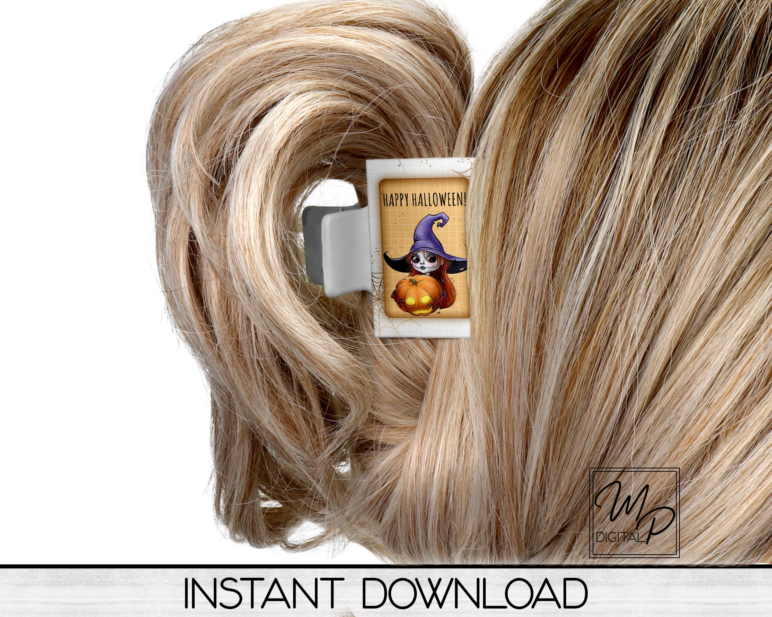 Happy Halloween Witch Hair Clip PNG Sublimation Design, Digital Download